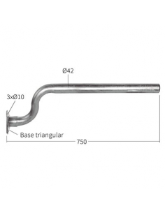 TUBO CURVO PARA SOPORTE DE ALETA DE 42 A 800 MM