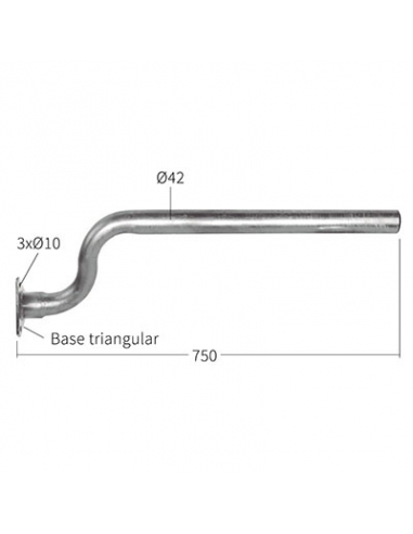 TUBO CURVO PARA SOPORTE DE ALETA DE 42 A 800 MM