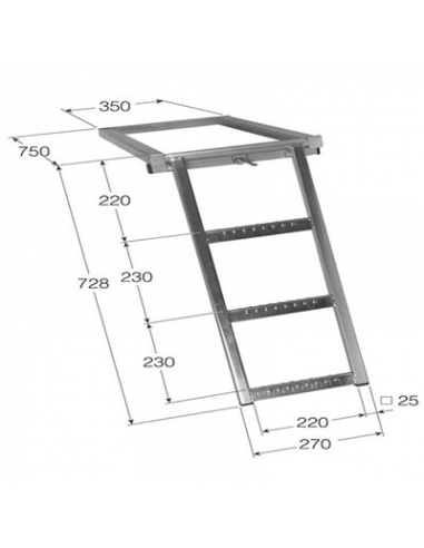 ESCALERA ESCAMOTEABLE DE 800 CINCADA DE 3 PELDAÑOS