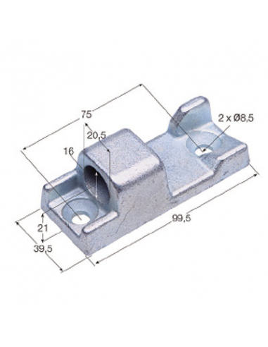 HEMBRA DE BISAGRA HESTAL EN ALUMINIO (BASE ALTA)