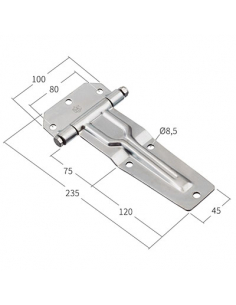 BISAGRA FURGON PLANA (60X195) MODELO PL EN ACERO CINCADO